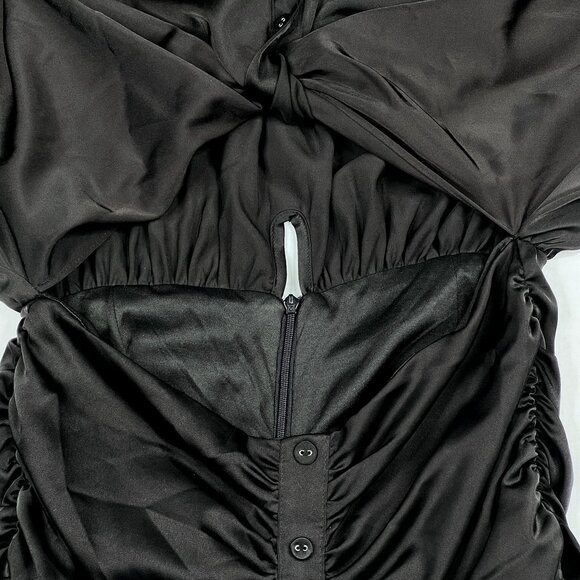 The Sang Black Satin Knot-Tie‎ Cutout Mini Dress Size S - NWOT - Picture 7 of 11